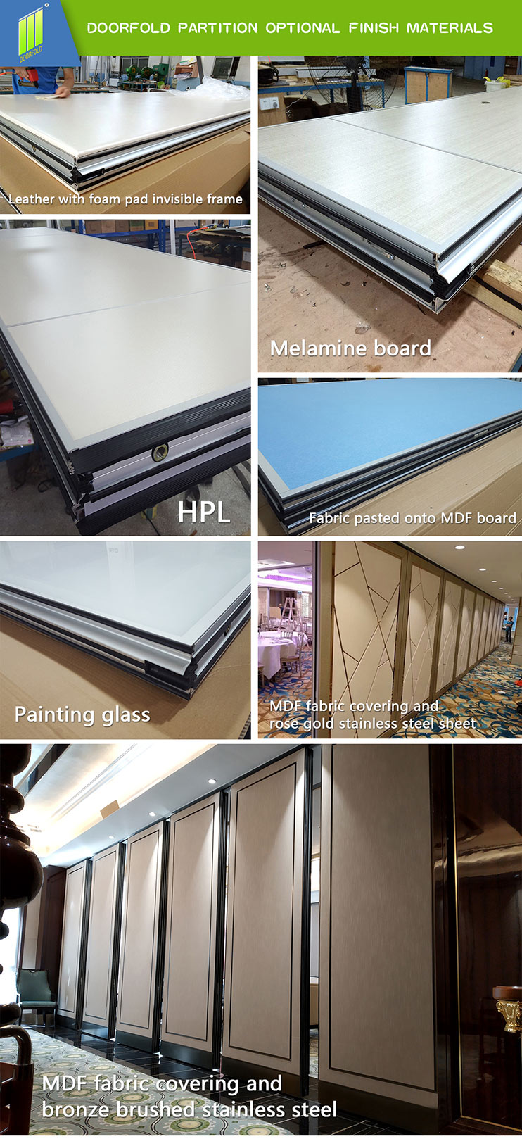 Doorfold sliding folding partitions movable walls durable for conference room-11