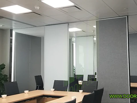 Folding partition in meeting room of office