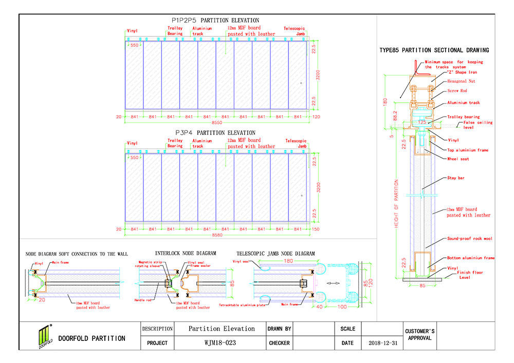 Doorfold acoustic sliding folding partitions movable walls latest design-2