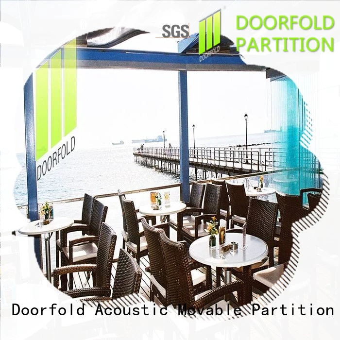 Doorfold folding glass partition wall glass for restaurant
