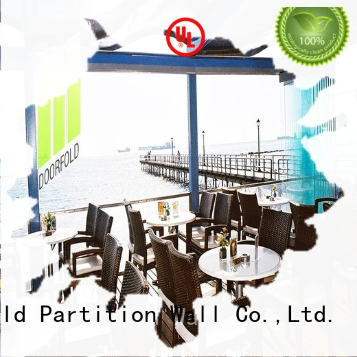 Doorfold commercial glass partition contact for restaurant